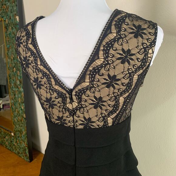 Jessica Howard Size 8P Petites Lace Bodice Artichoke Tiered Skirt Dress Black - Picture 13 of 16